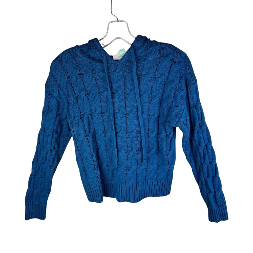 Saturday Sunday Anthropologie Sweater Shorts Ellyn Set Womens XS Blue Cable Knit